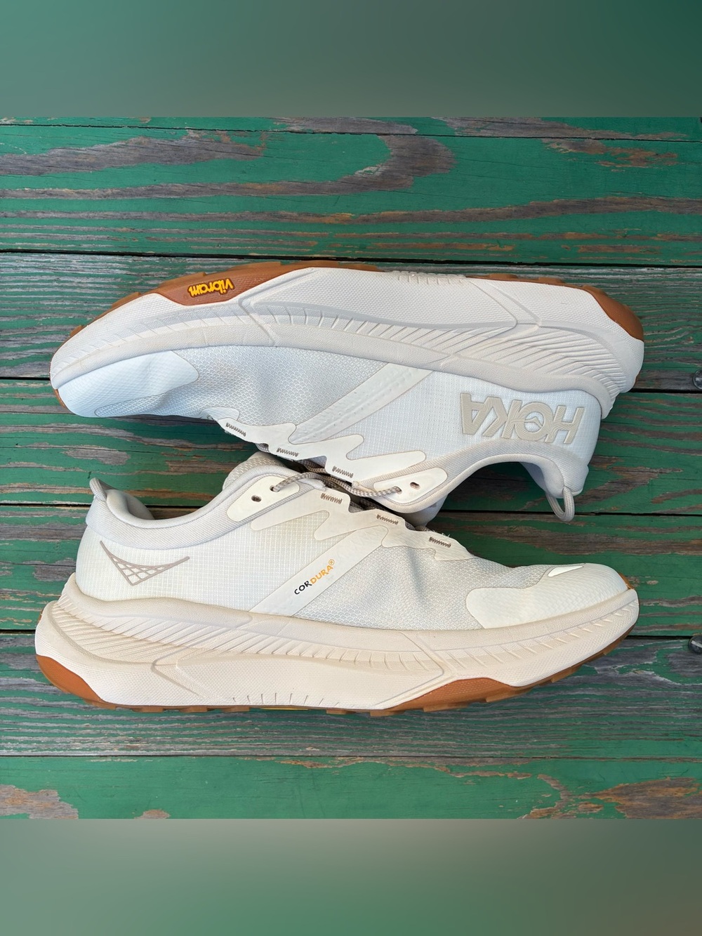 HOKA Womens Transport Running Walking Shoes Sneakers Eggnog Sz 9 Vibram